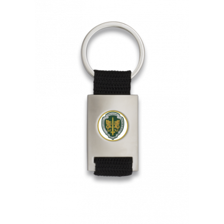 Llavero rectangulo plata + cinta negra