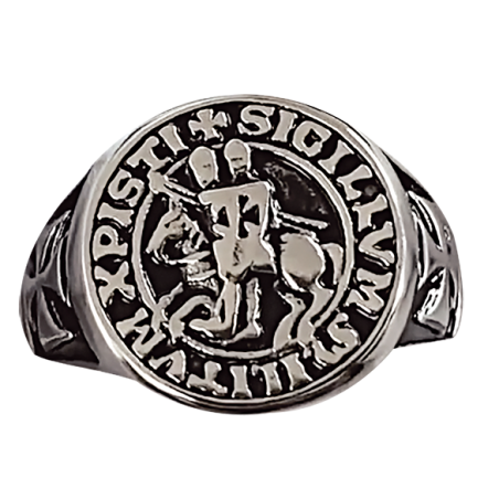 Anillo acero sello Templario Talla:23 ø
