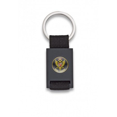 llavero rectangulo negro + cinta negra