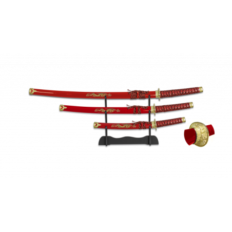 Set 3 Katanas TOLE10.Peana. 69/49/29 cm
