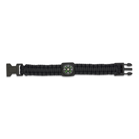 Pulsera paracord negra con brújula