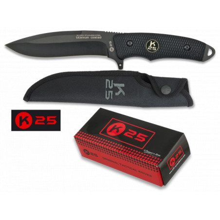 Cuchillo Tactico K25 negro. Hoja: 13cm