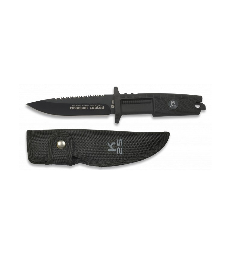 K25.Cuchillo puño goma titanium c. 12 cm