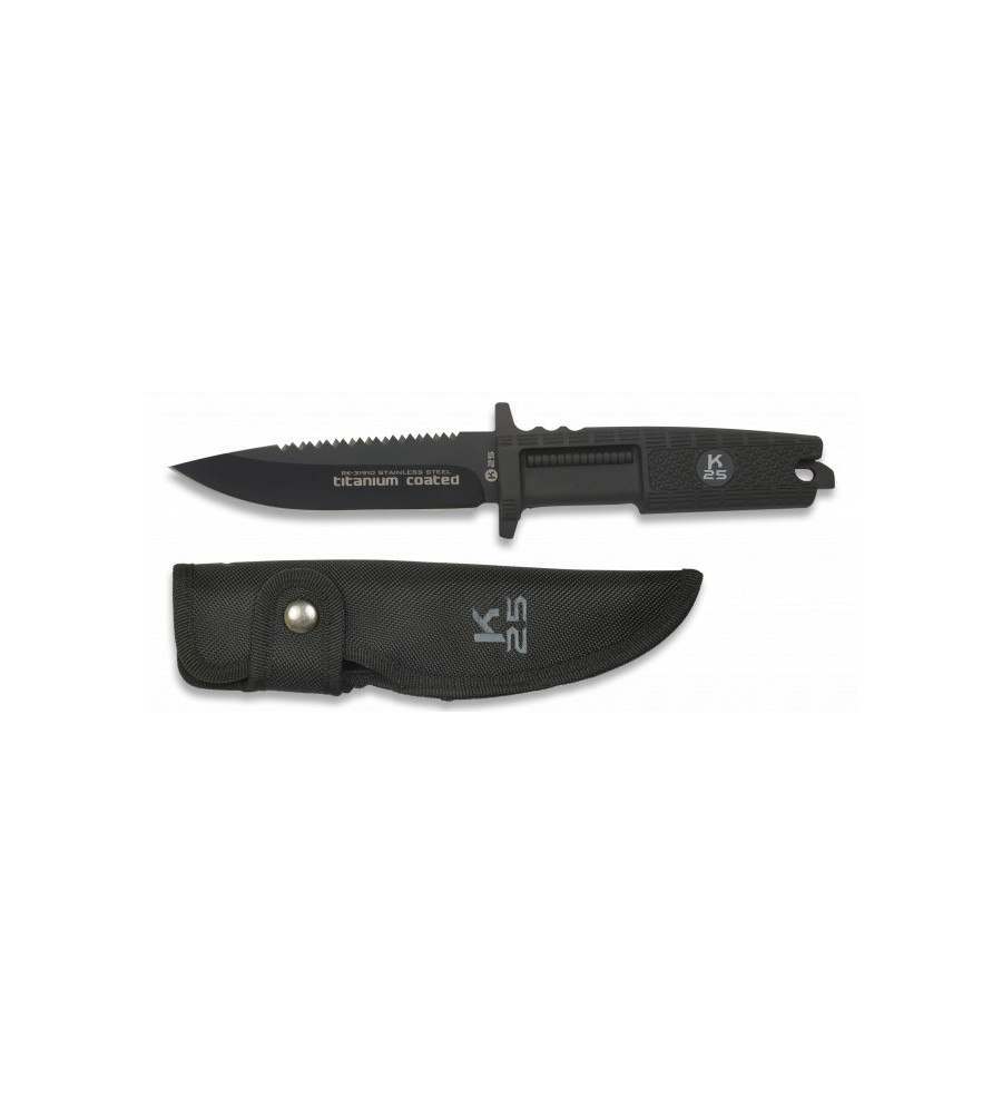 K25.Cuchillo puño goma titanium c. 12 cm