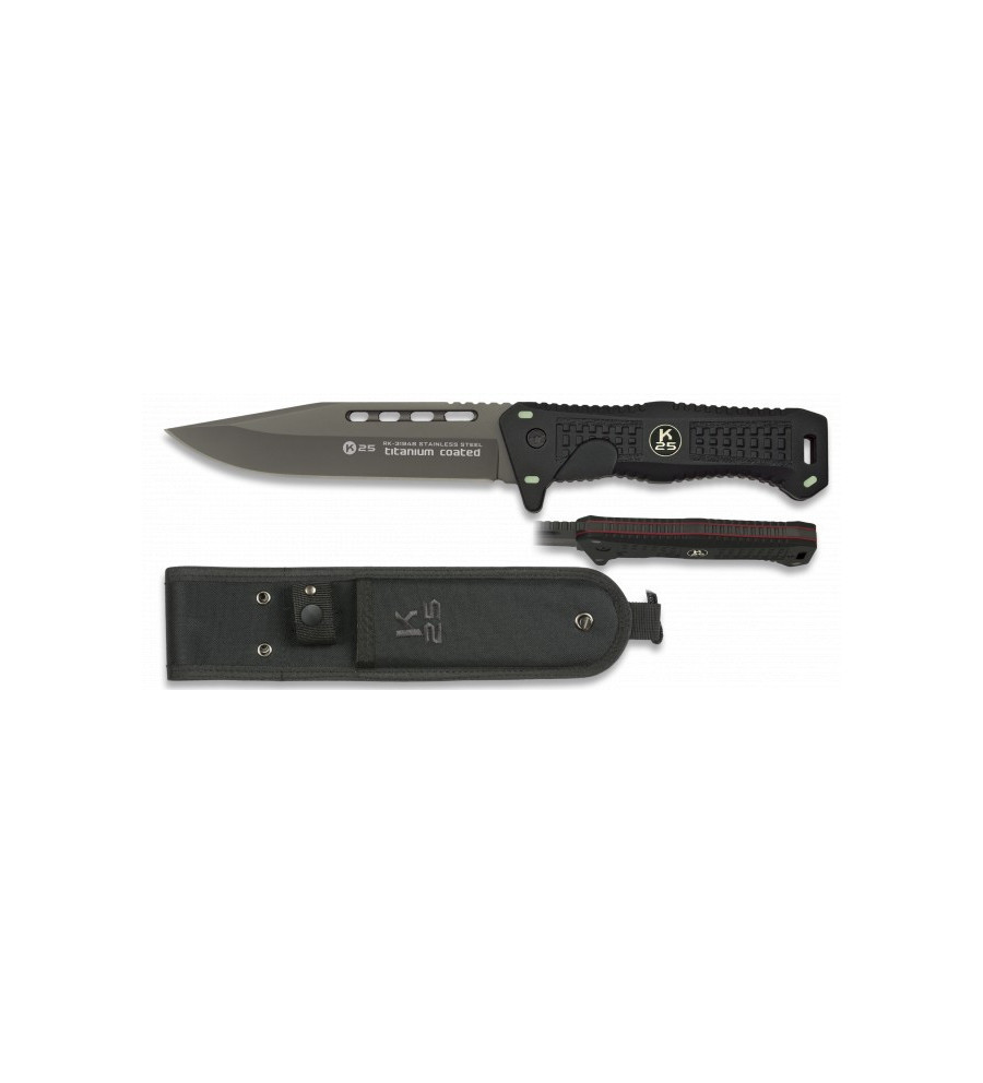 Cuchillo Tactico K25. negro. Total: 13.6