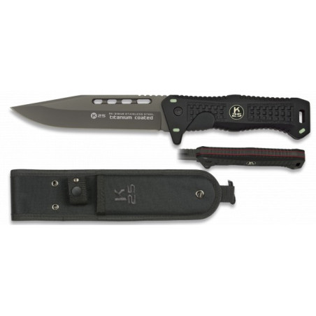 Cuchillo Tactico K25. negro. Total: 13.6