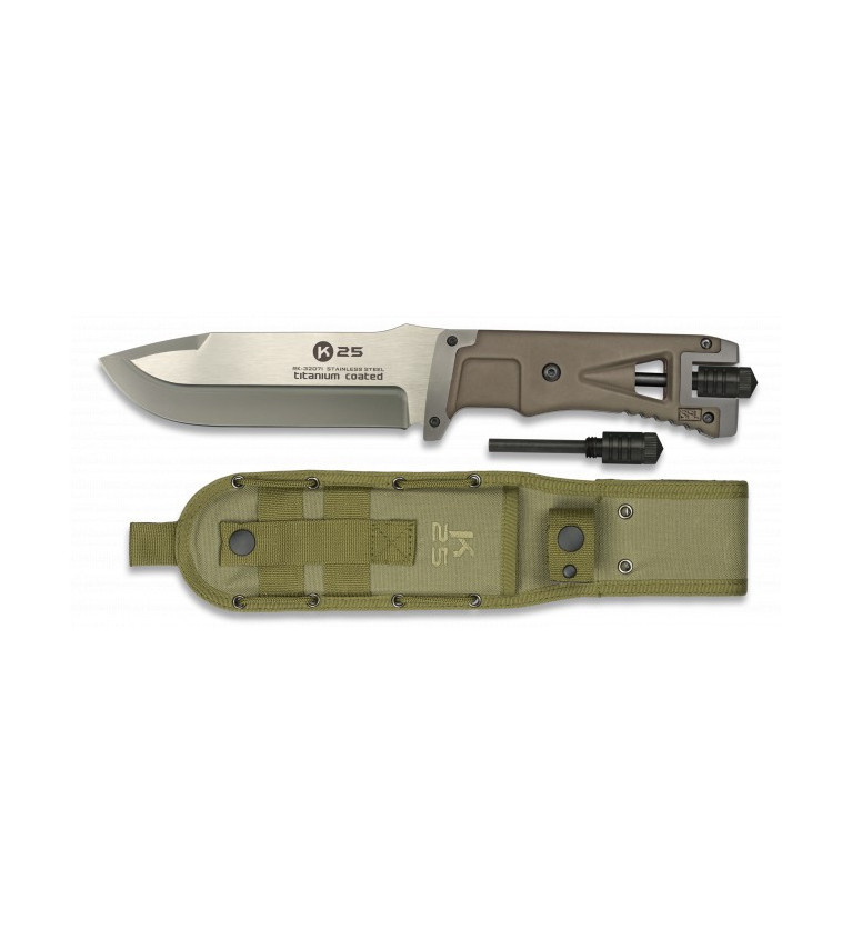 K25. Cuchillo tac. coyote. con ped. 14.5