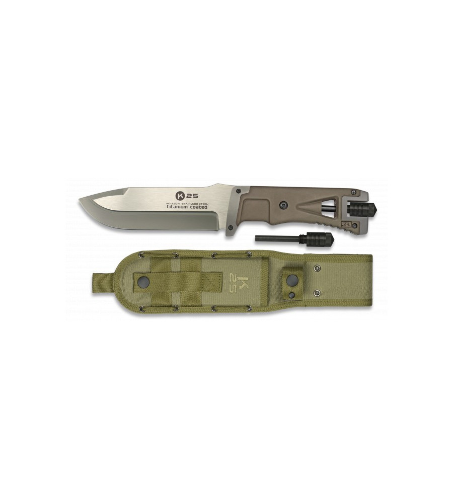 K25. Cuchillo tac. coyote. con ped. 14.5