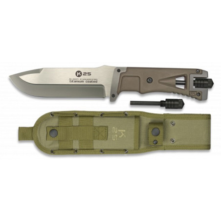 K25. Cuchillo tac. coyote. con ped. 14.5