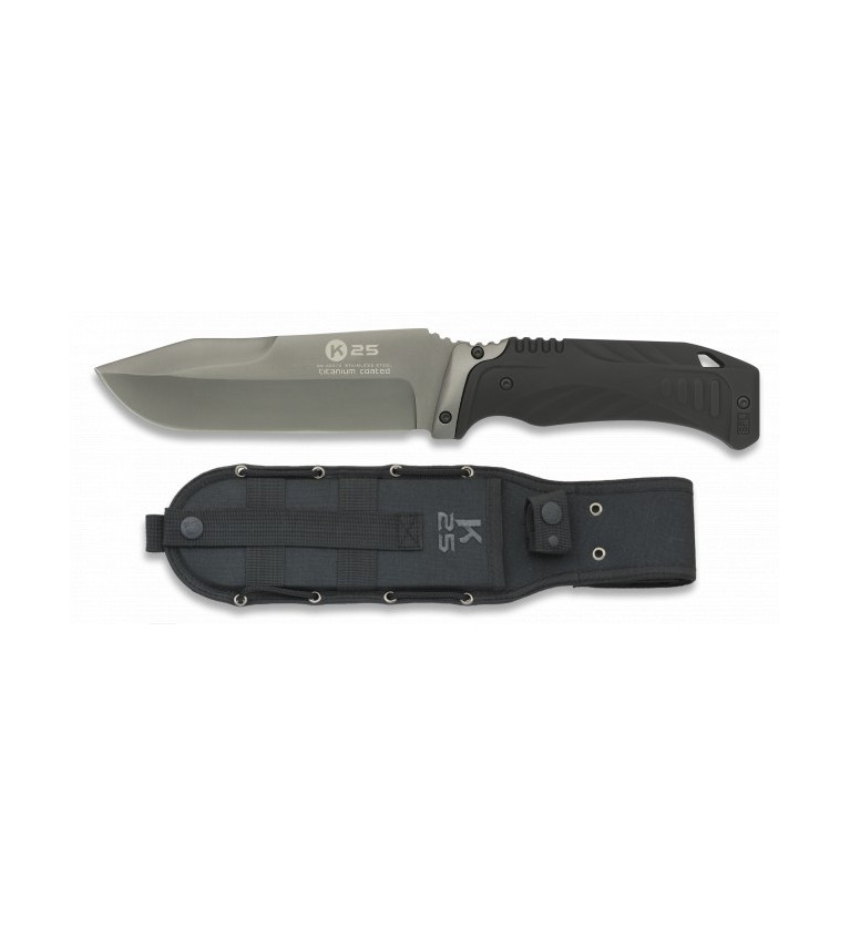 K25. Cuchillo tactico negro. hoja:13