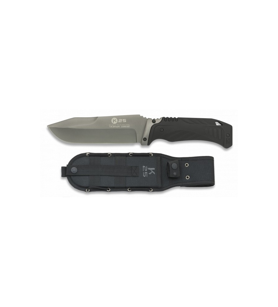K25. Cuchillo tactico negro. hoja:13