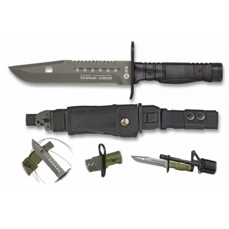 cuchillo K25 negro. Bayoneta. 17.8