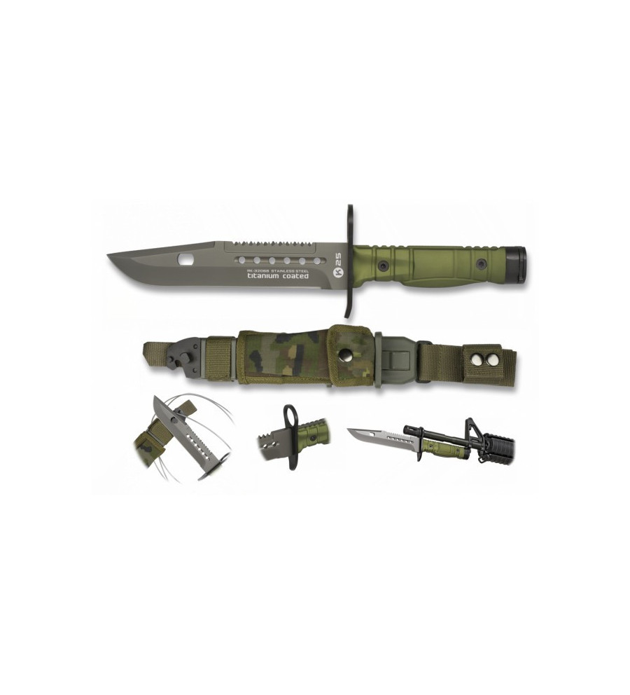 cuchillo K25 VERDE Bayoneta. 17.8
