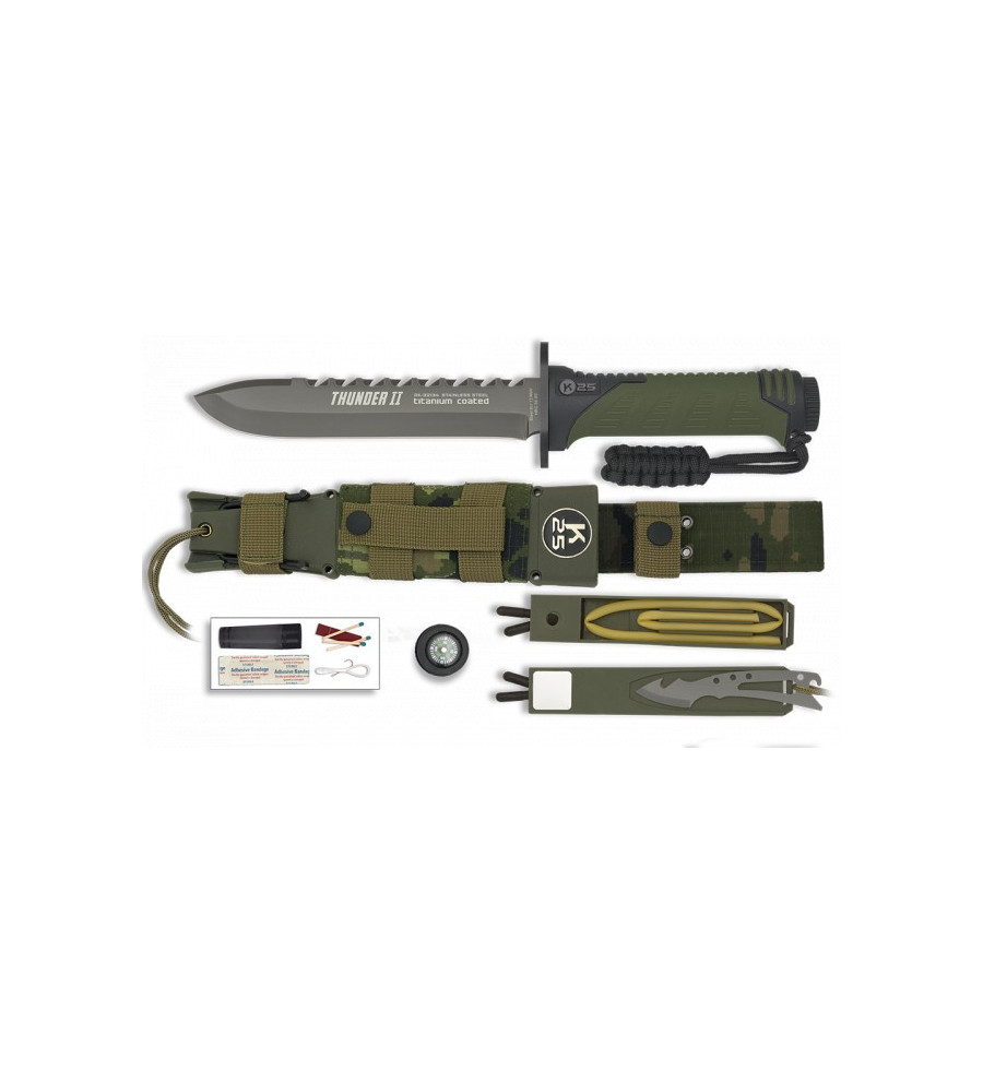 K25.Cuchillo Thunder II. Camo verde. 17.