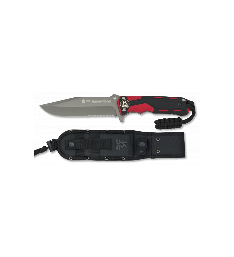 K25. cuchillo rojo/negro. hoja: 13.5cm