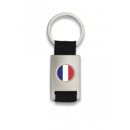 Llavero rectangulo plata + cinta negra