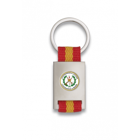 Llavero rectangulo plata + cinta bandera