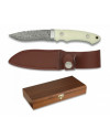 cuchillo damasco con funda piel. H:9.4
