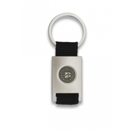 Llavero rectangular plata + cinta negra