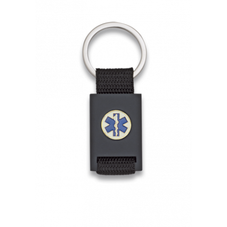 llavero rectangulo negro + cinta negra