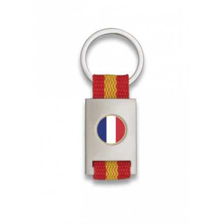 Llavero rectangulo plata + cinta bandera