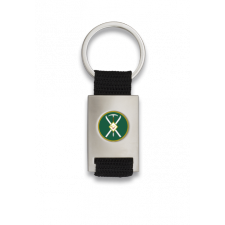 Llavero rectangulo plata + cinta negra