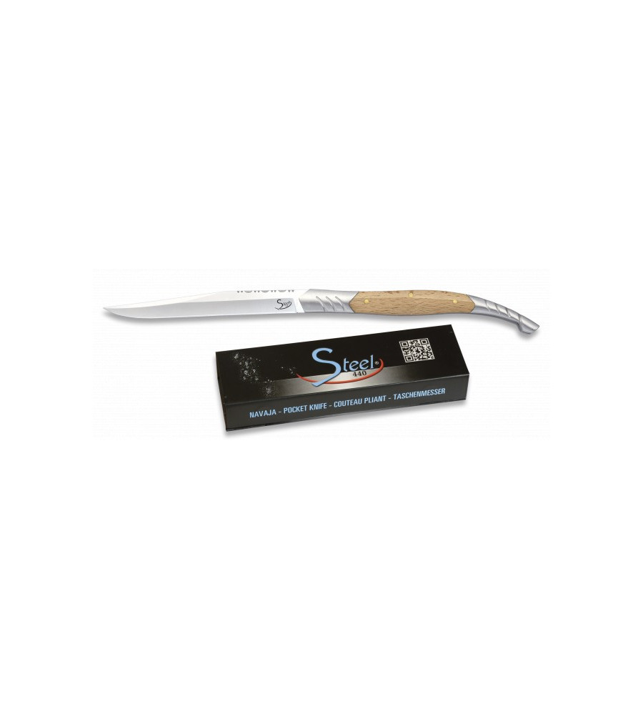 estilete Steel 440. madera natural.10cm