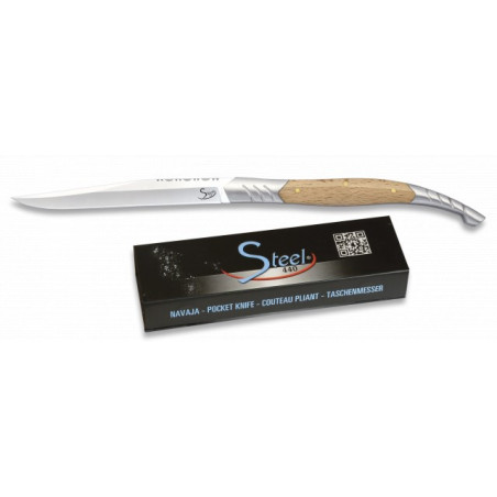 estilete Steel 440. madera natural.10cm