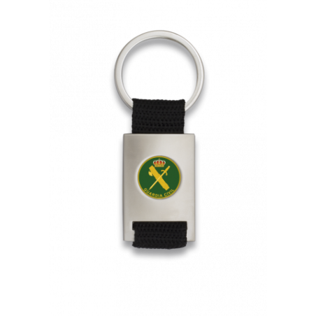 Llavero rectangulo plata + cinta negra