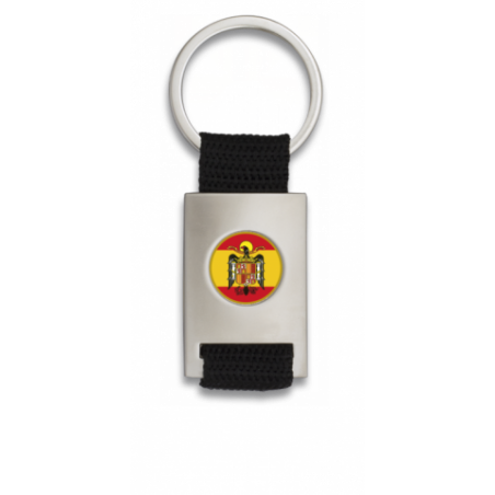 Llavero rectangular plata + cinta negra