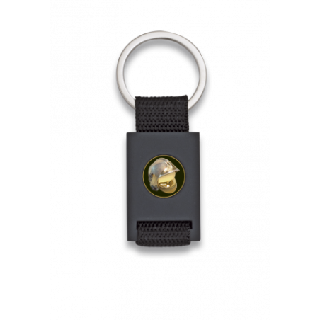 Llavero rectangulo negro + cinta negra