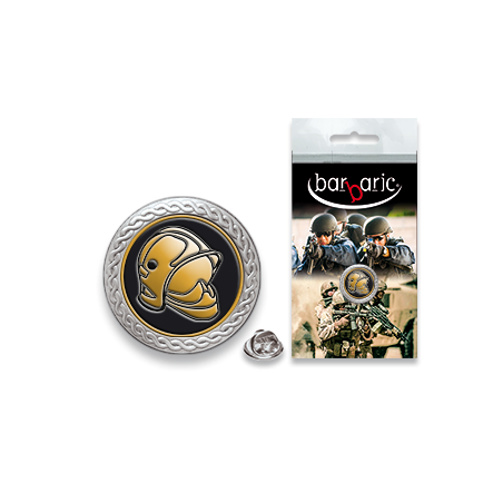 Pin Barbaric plata. borde biselado.20mm