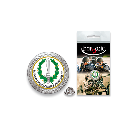 Pin Barbaric plata. borde biselado.20mm