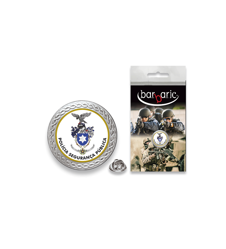 Pin Barbaric plata. borde biselado.20mm