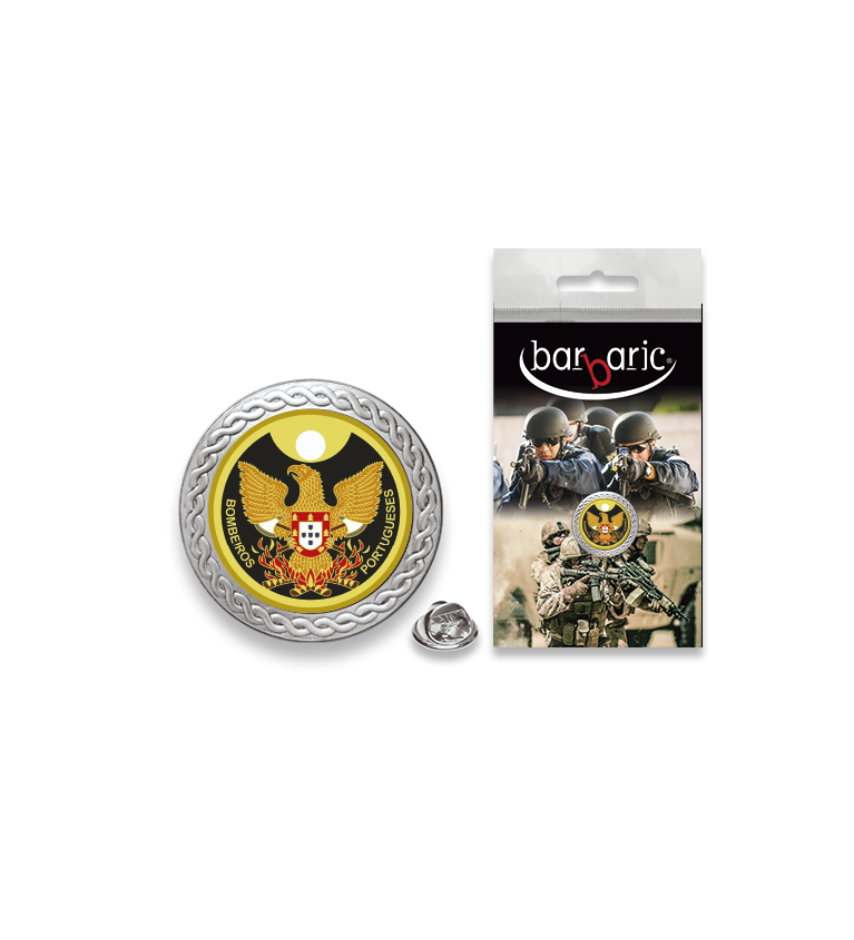 Pin Barbaric plata. borde biselado.20mm