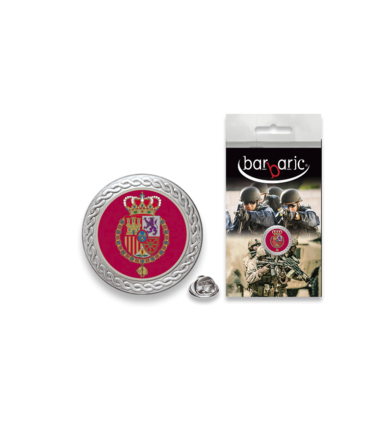 Pin Barbaric plata. borde biselado.20mm