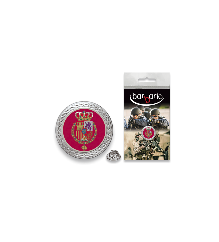 Pin Barbaric plata. borde biselado.20mm