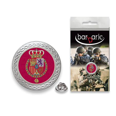 Pin Barbaric plata. borde biselado.20mm