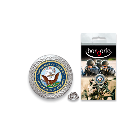 Pin Barbaric plata. borde biselado.20mm