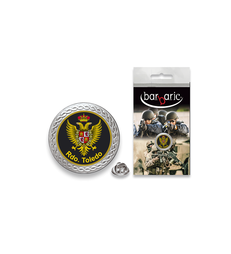 Pin Barbaric plata. borde biselado.20mm