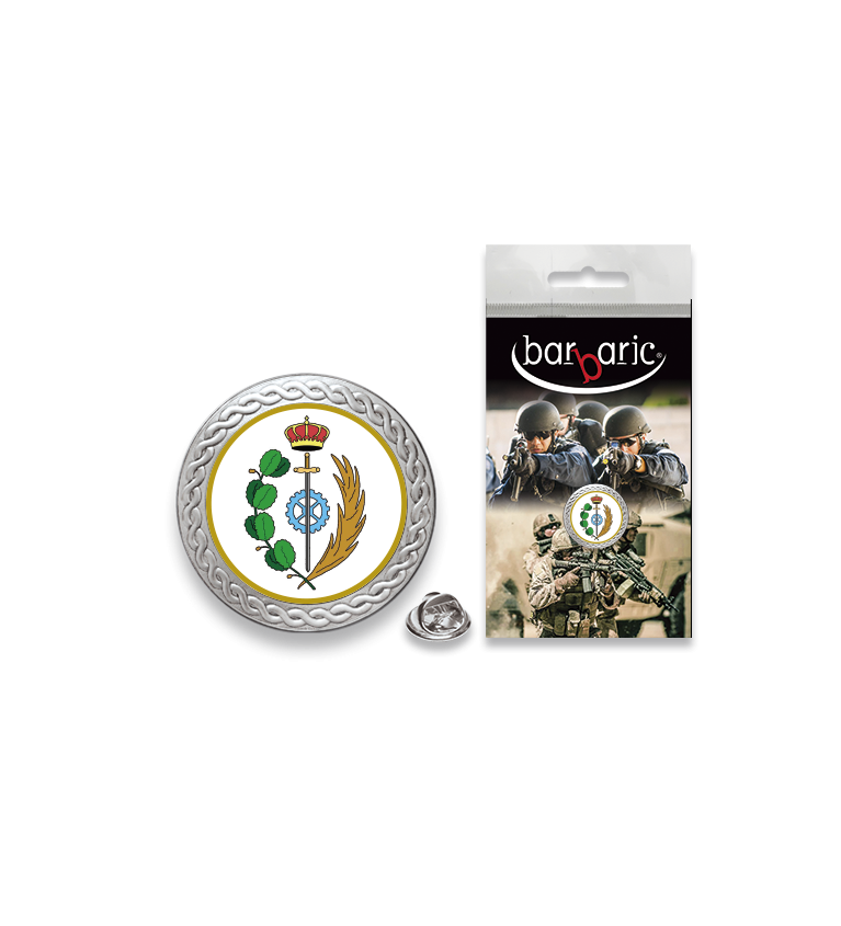 Pin Barbaric plata. borde biselado.20mm