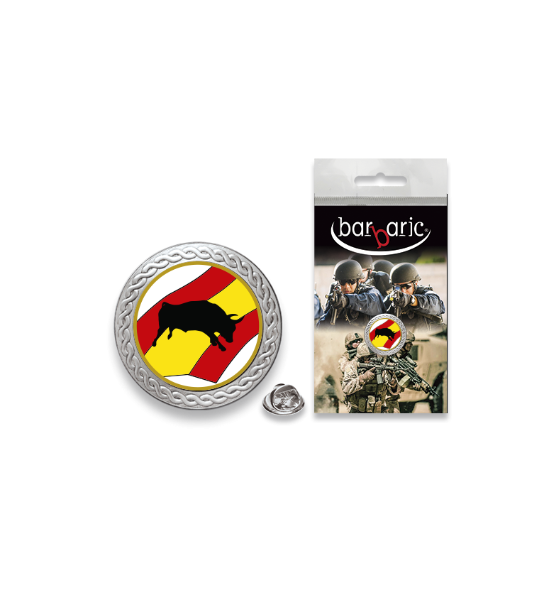 Pin Barbaric plata. borde biselado.20mm