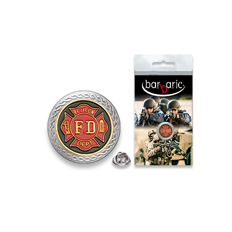 Pin Barbaric plata. borde biselado.20mm