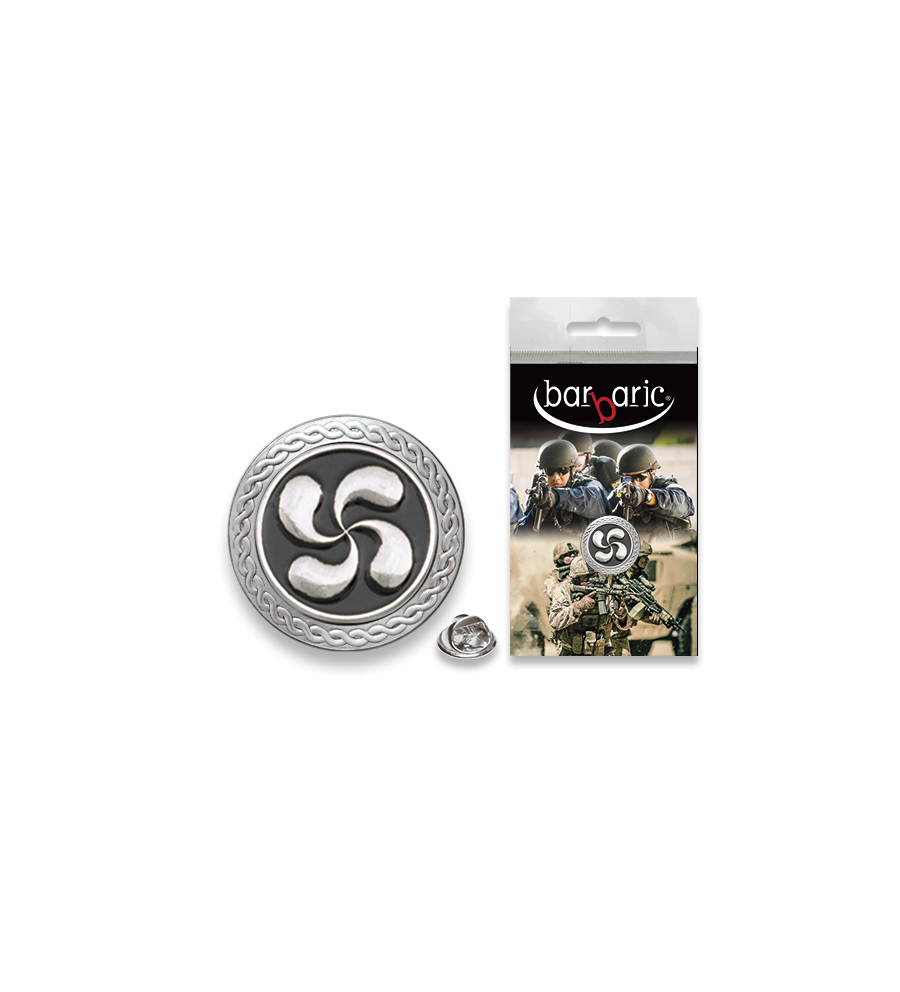 Pin Barbaric plata. borde biselado.Ø20mm