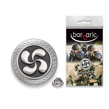 Pin Barbaric plata. borde biselado.Ø20mm