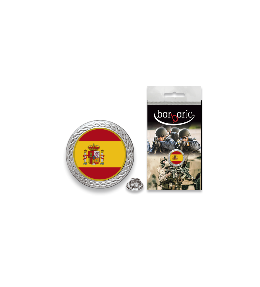 Pin Barbaric plata. borde biselado.20mm