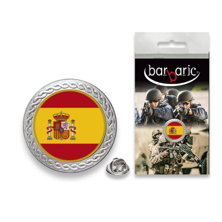 Pin Barbaric plata. borde biselado.20mm