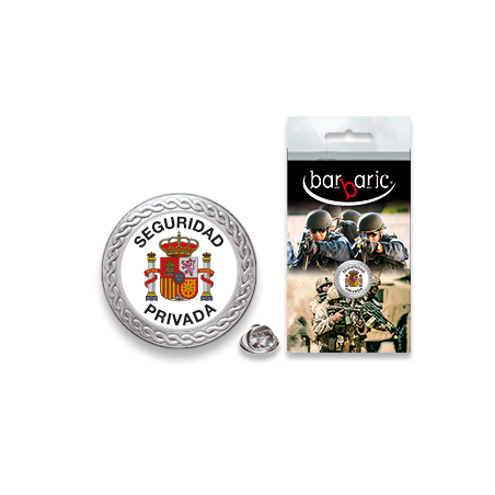 Pin Barbaric plata. borde biselado.20mm