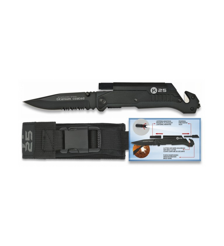 navaja K25 Pedernal/linterna. 9cm