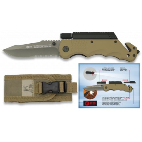 Navaja K25. pedernal y linterna. h:9CM